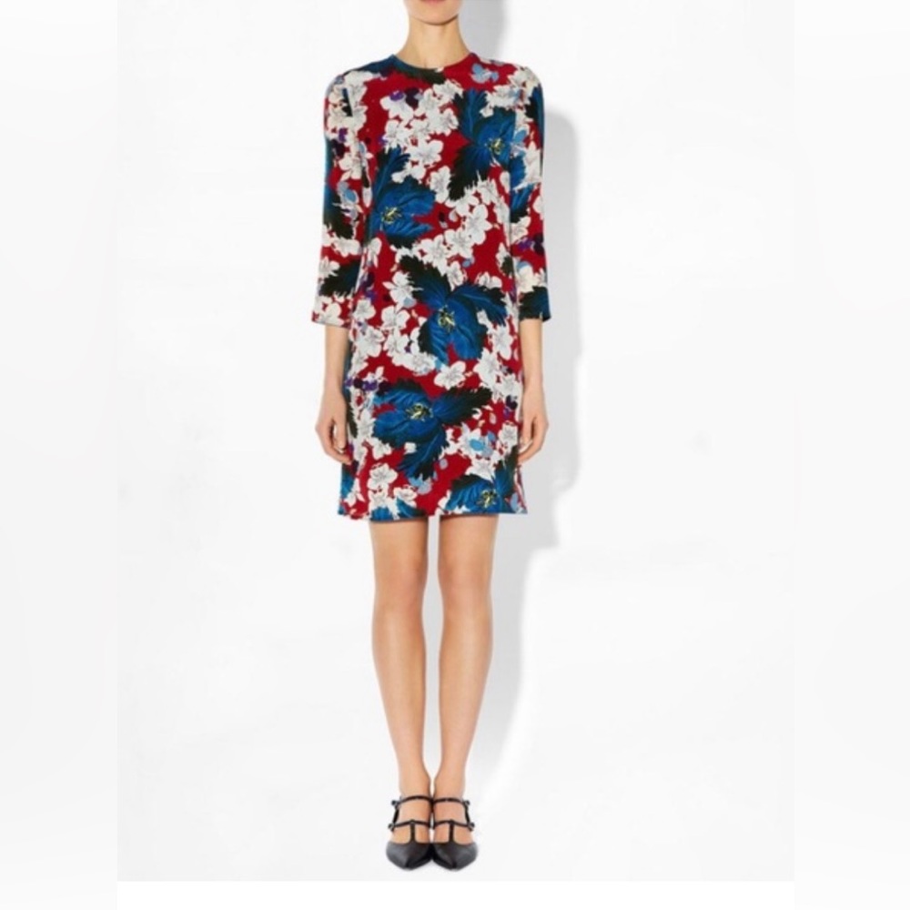 Erdem Emma Beautiful Multicoloured Silk Tunic 3/4 Sleeve Dress US 4